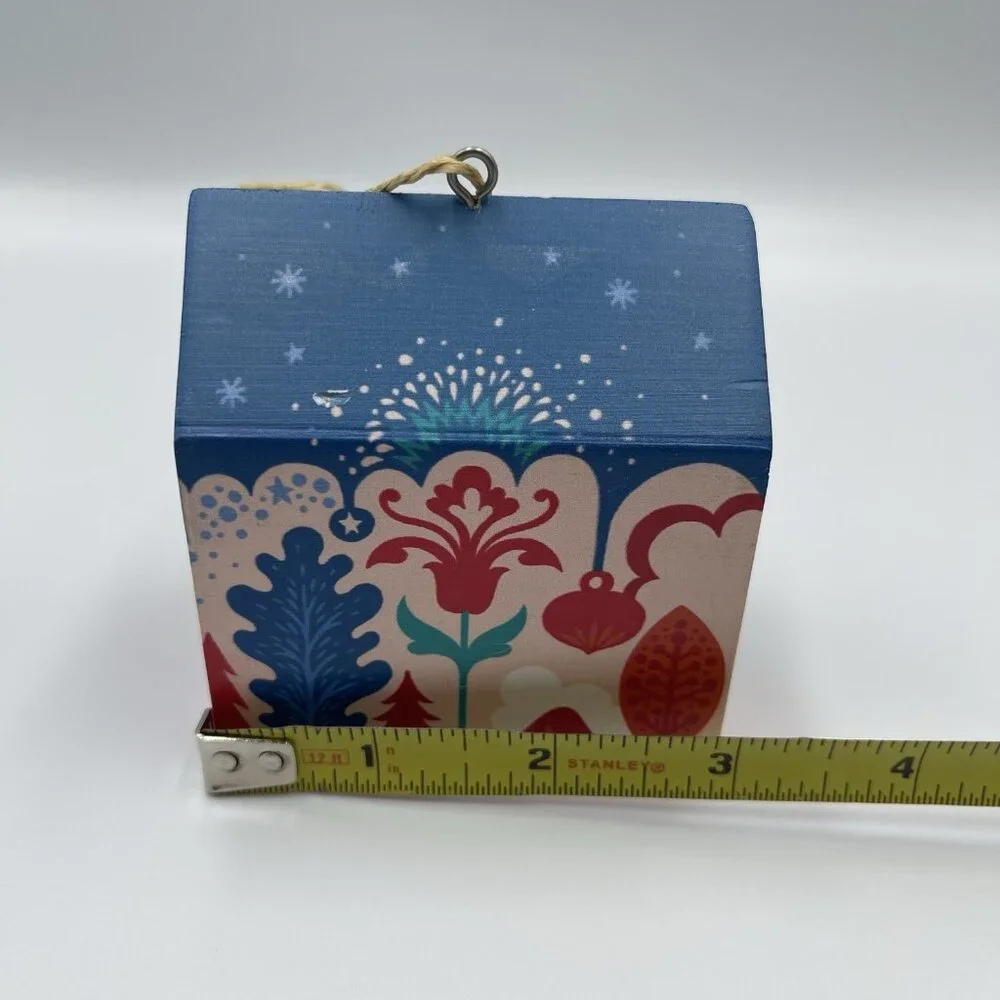 2015 Crate & Barrel Kate Forrester Wooden House Christmas Ornament Hearts & Home